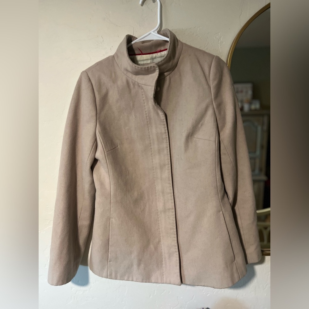 Banana Republic Wool Blend Zip Up Coat Pinkish Beige Size M